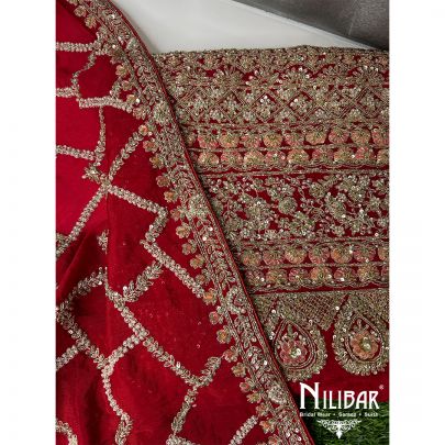 Red Silk Embroidered Unstitched Suit