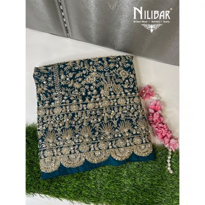 Peacock Silk Embroidered Unstitched Suit