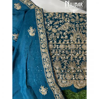 Peacock Silk Embroidered Unstitched Suit