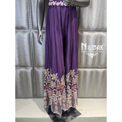 Purple Silk Embroidered Jumpsuit