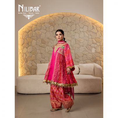 Magenta Pink Silk Chogha Suit Set