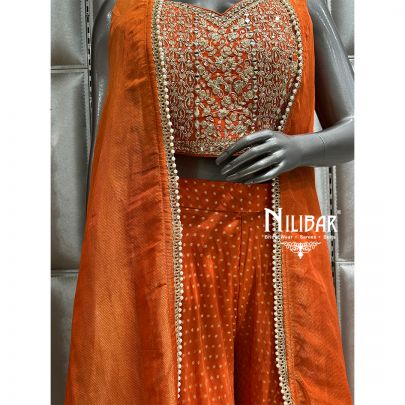 Orange Georgette Jacket Suit