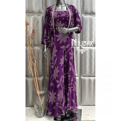 Purple Georgette Jacket Suit