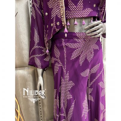 Purple Georgette Jacket Suit