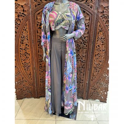 Grey Crepe Jacket Style Suit