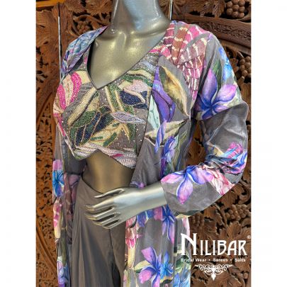 Grey Crepe Jacket Style Suit