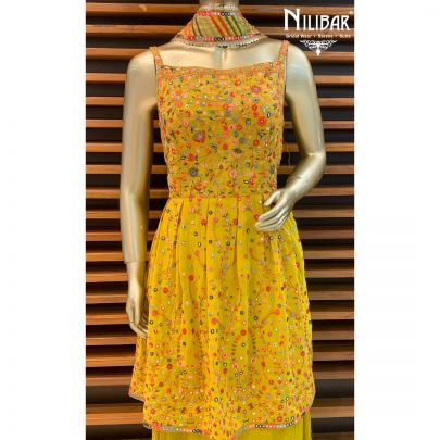 Yellow Georgette Palazzo Suit