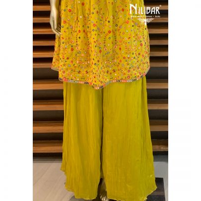 Yellow Georgette Palazzo Suit
