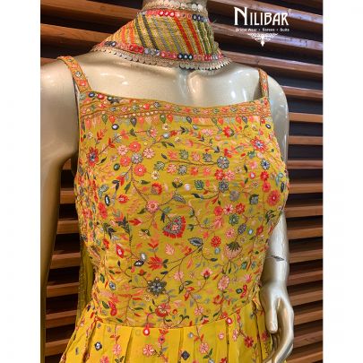 Yellow Georgette Palazzo Suit