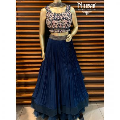 Oxford Blue Georgette Lehenga