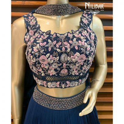Oxford Blue Georgette Lehenga