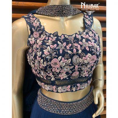 Oxford Blue Georgette Lehenga