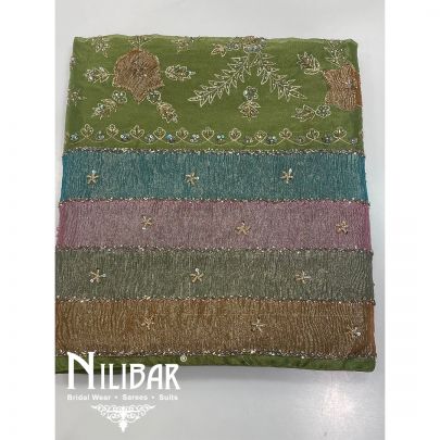 Green Lame Silk Unstitched Suit