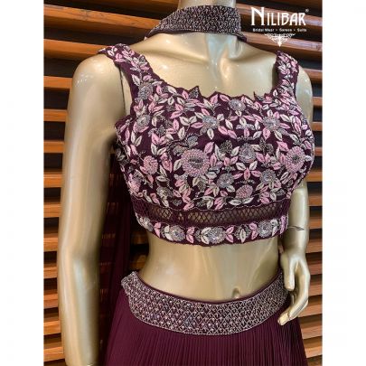 Sangria Purple Georgette Lehenga