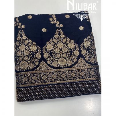 Midnight Blue Silk Unstitched Suit