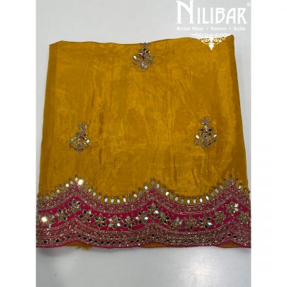 Mustard Yellow Organza Unstitched Suit