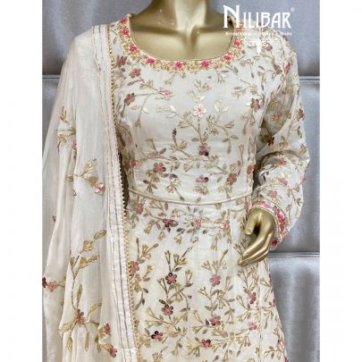White Chinon Sharara Suit