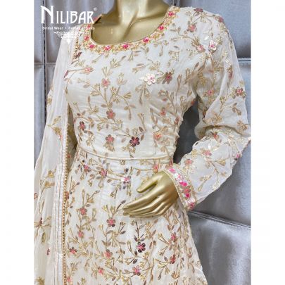 White Chinon Sharara Suit