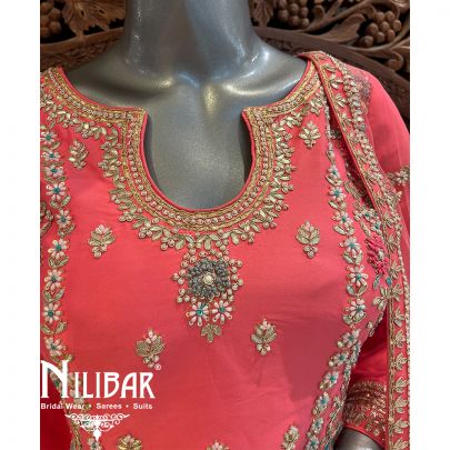 Peach Silk Anarkali Suit Set With Dupatta