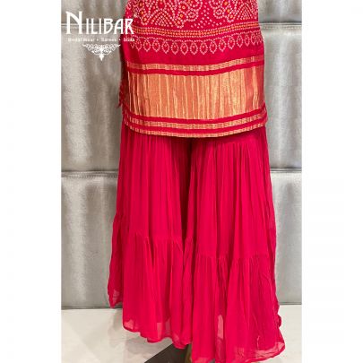 Ruby Pink Satin Garara Suit