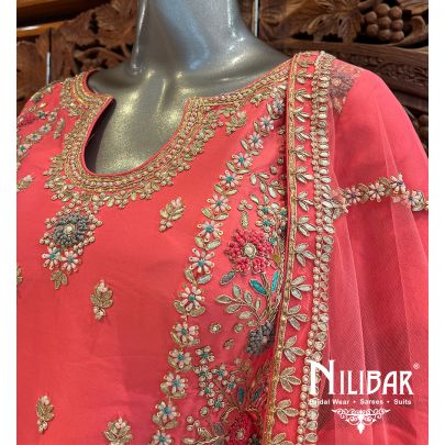 Peach Silk Anarkali Suit Set With Dupatta