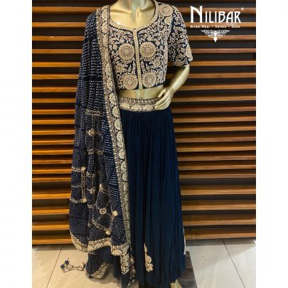 Ocean Blue Georgette Lehenga