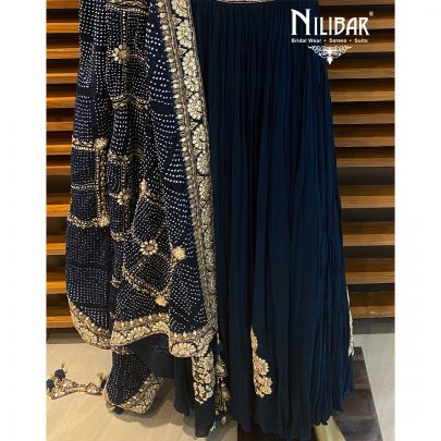 Ocean Blue Georgette Lehenga