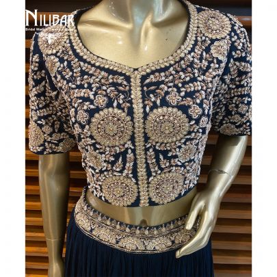 Ocean Blue Georgette Lehenga