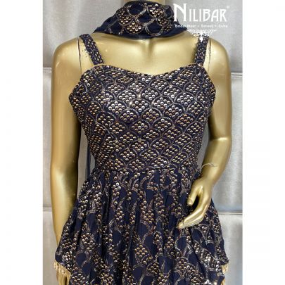 Navy Blue Peplum Georgette Garara Suit