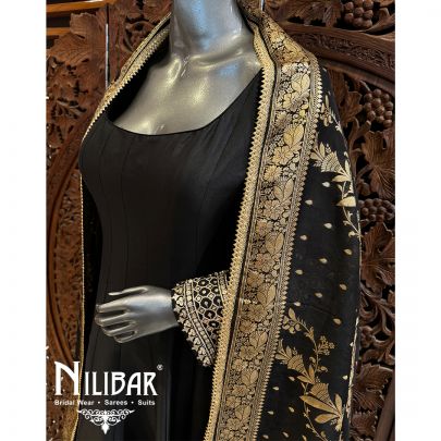 Black Silk Georgette Chiffon Anarkali