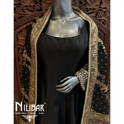 Black Silk Georgette Chiffon Anarkali