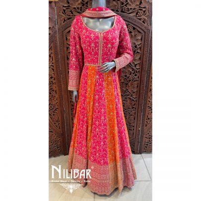 Orange Pink Georgette Anarkali