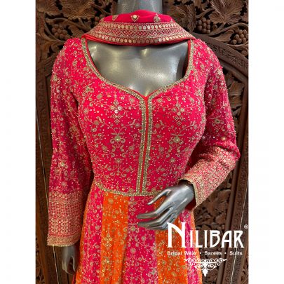 Orange Pink Georgette Anarkali