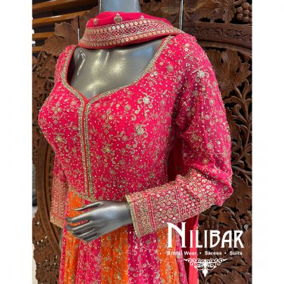 Orange Pink Georgette Anarkali