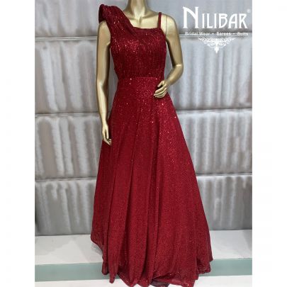 Merlot Red Net Gown