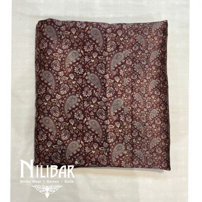 Maroon Maheshwari Unstitched Suit With Dupatta