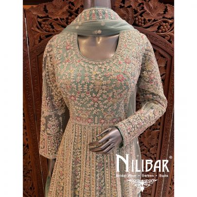 Sea Green Net Dorri Anarkali