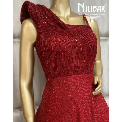 Merlot Red Net Gown