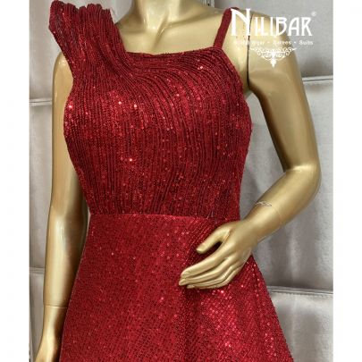 Merlot Red Net Gown