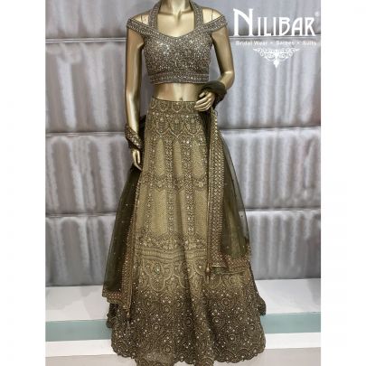 Pickle Green Silk Lehenga