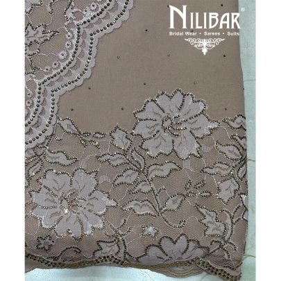 Beige Pure Georgette Unstitched Suit