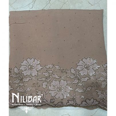 Beige Pure Georgette Unstitched Suit