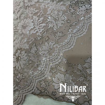 Beige Pure Georgette Unstitched Suit
