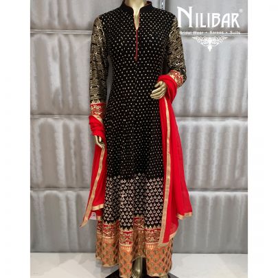 Black Red Georgette Anarkali