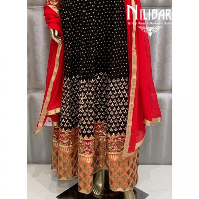 Black Red Georgette Anarkali