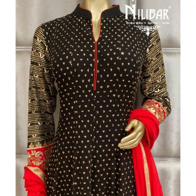 Black Red Georgette Anarkali