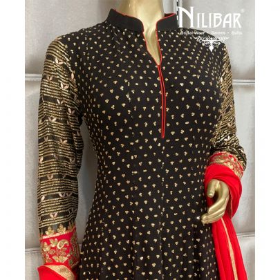 Black Red Georgette Anarkali