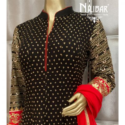 Black Red Georgette Anarkali