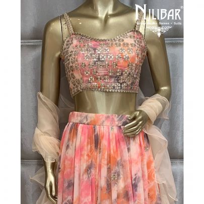 Buff Cream Georgette Lehenga