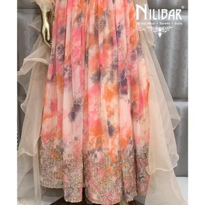 Buff Cream Georgette Lehenga